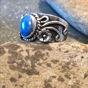 Sterling silver and blue stone ring